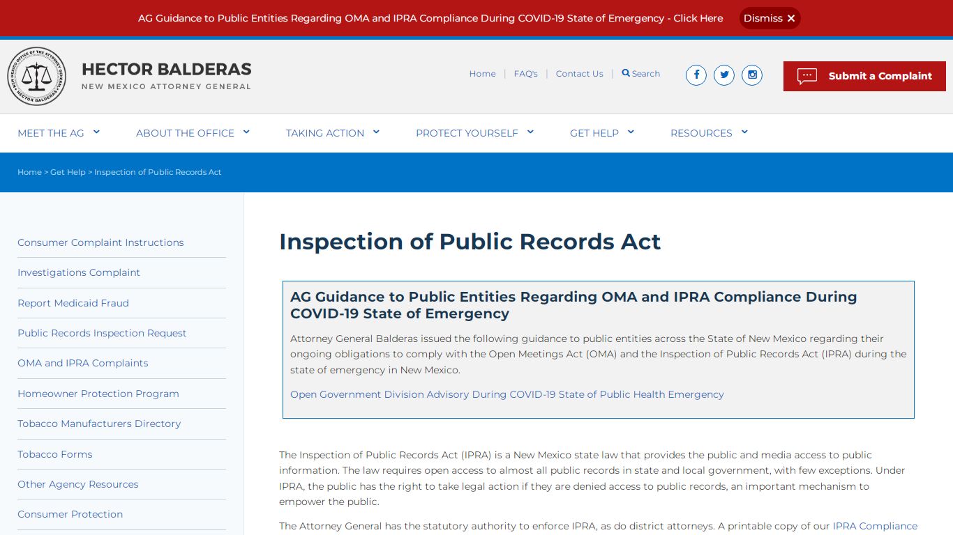 Inspection of Public Records Act - State of New Mexico ...