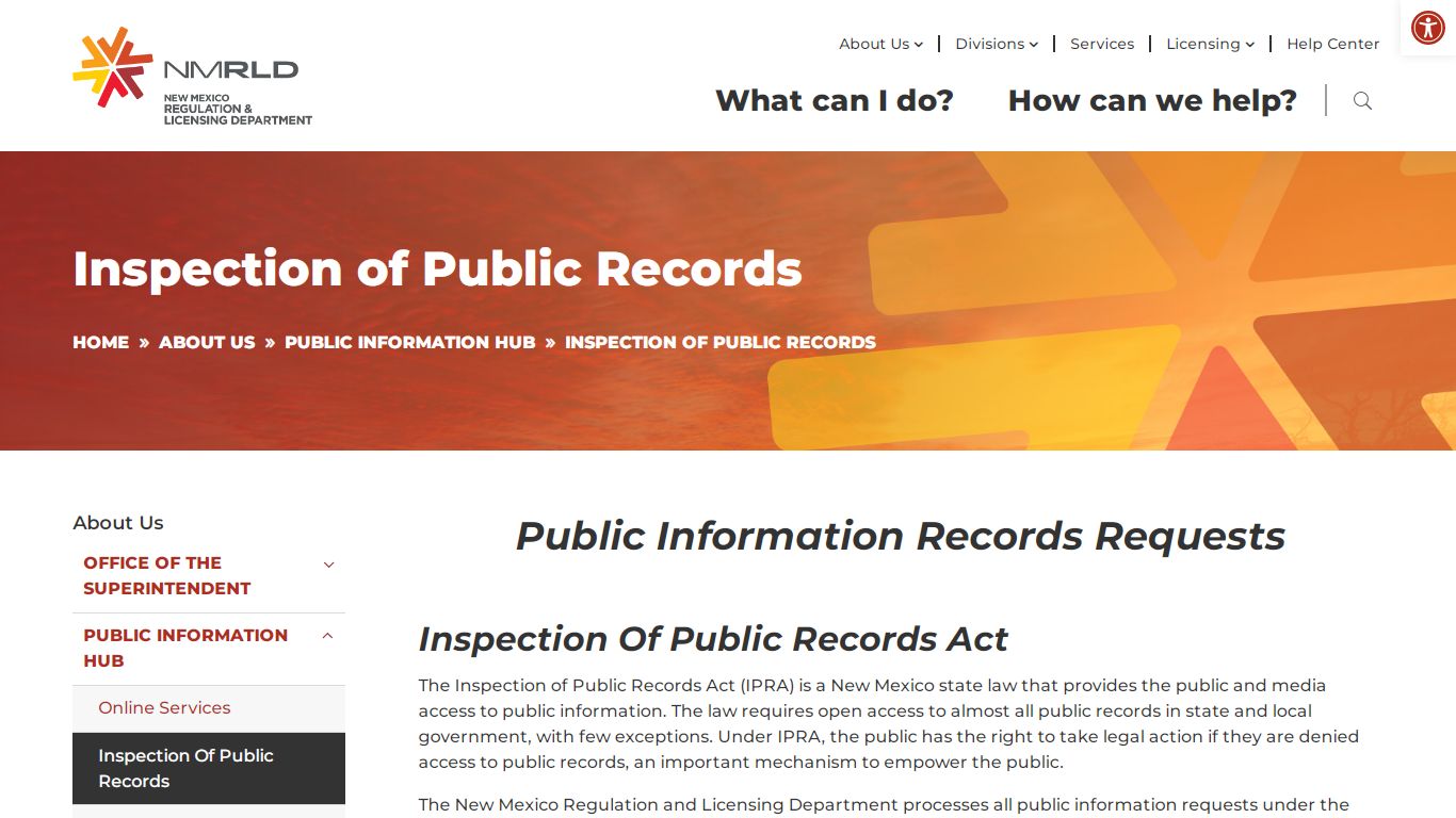 Inspection of Public Records | NM RLD